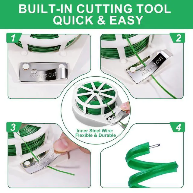 Alt view image 3 of 7 - 2 Pack Twist Ties, 525 Feet Rustproof Flexible Garden Plant Tie with Cutter | LBOKLING Garden Ties with Built-in Cutter for Plants, Cut to Any Length for Gardening, Indoor & Outdoor, HomeOffice Use