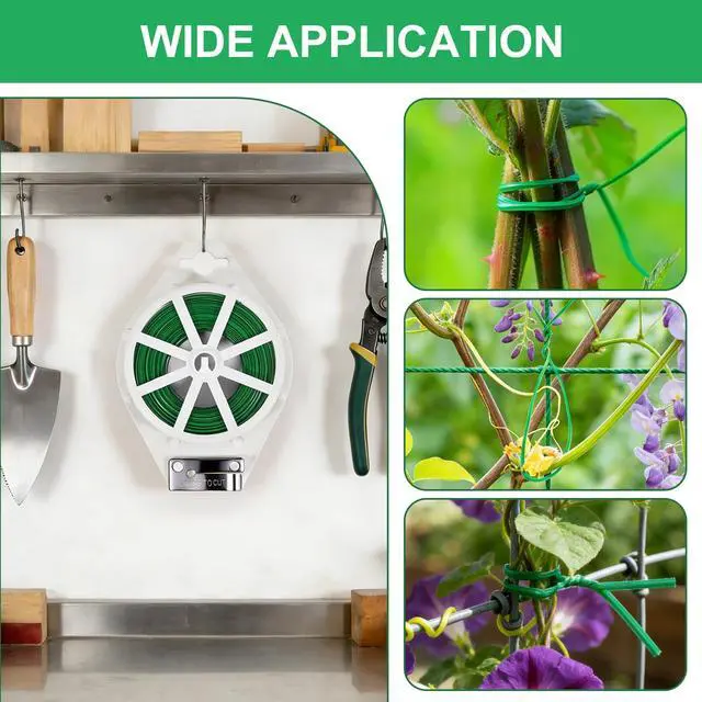 Alt view image 5 of 7 - 2 Pack Twist Ties, 525 Feet Rustproof Flexible Garden Plant Tie with Cutter | LBOKLING Garden Ties with Built-in Cutter for Plants, Cut to Any Length for Gardening, Indoor & Outdoor, HomeOffice Use
