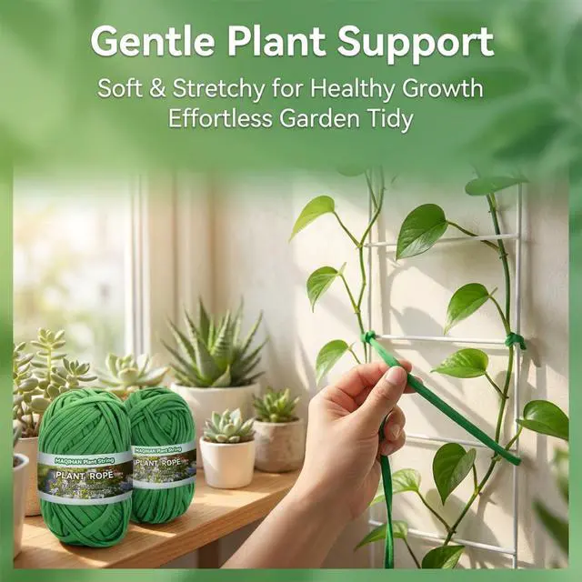 Alt view image 2 of 7 - Plant Ties for Outdoor Plants - Soft Garden Twine 2 Pack 115FT | Garden String, Plant Tape for Climbing Plants, Tomato Ties, Tree Support, Strong Stretchy Support, Flowers, Vines, Stems