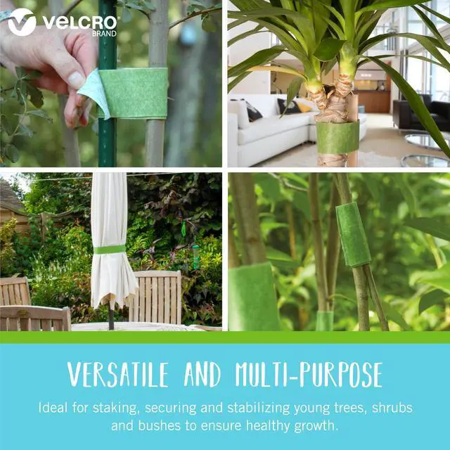 Alt view image 2 of 6 - Brand ONE-WRAP Ties | Tree and Plant Supports for Effective Growing | Strong Gardening Grips are Reusable and Adjustable | Cut-to-Length, 18 ft x 2 in, Green-Recycled Plastic