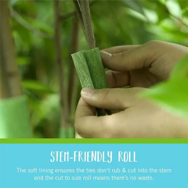 Alt view image 4 of 6 - Brand ONE-WRAP Ties | Tree and Plant Supports for Effective Growing | Strong Gardening Grips are Reusable and Adjustable | Cut-to-Length, 18 ft x 2 in, Green-Recycled Plastic