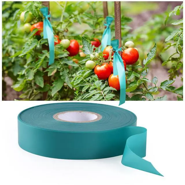 Alt view image 3 of 7 - Stretch Tie Tape, 1 Wide 200FT Reusable Garden Plant Ties Green Tapes for Plants, Thick Garden Vinyl Stake Ribbon for Branches Flowers Tomatoes Indoor Outdoor Greenhouse