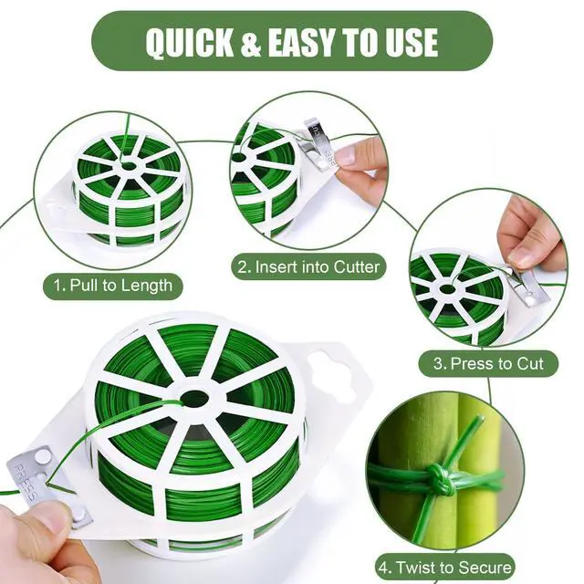 Alt view image 4 of 7 - 984FT Total (2 Rolls, 492FT Each) Garden Twist Ties with Cutter, Plant Ties for Tomatoes & Vines, Reusable Garden Ties for Gardening, Cable Management & Home Organization