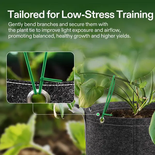 Alt view image 4 of 7 - Twist Ties, 164 ft (50m) PE-Coated Green Plant Ties with Cutter, Reusable & Flexible Tomate Ties for Plant Support, Indoor Outdoor Gardening, Cable Management, Home Office Organization