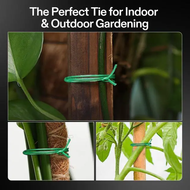 Alt view image 6 of 7 - Twist Ties, 164 ft (50m) PE-Coated Green Plant Ties with Cutter, Reusable & Flexible Tomate Ties for Plant Support, Indoor Outdoor Gardening, Cable Management, Home Office Organization