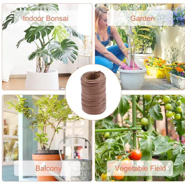 Alt view image 6 of 7 - 130 Feet Soft Plant Tie Brown Twist Garden Ties for Plants Gardening Home Office Organization TPR Garden Ties Supplies with 2.5mm Diameter