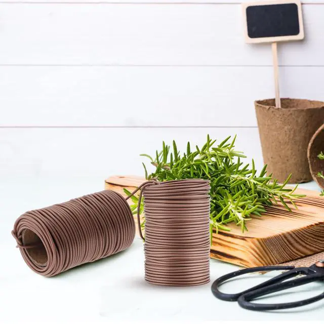 Alt view image 7 of 7 - 130 Feet Soft Plant Tie Brown Twist Garden Ties for Plants Gardening Home Office Organization TPR Garden Ties Supplies with 2.5mm Diameter