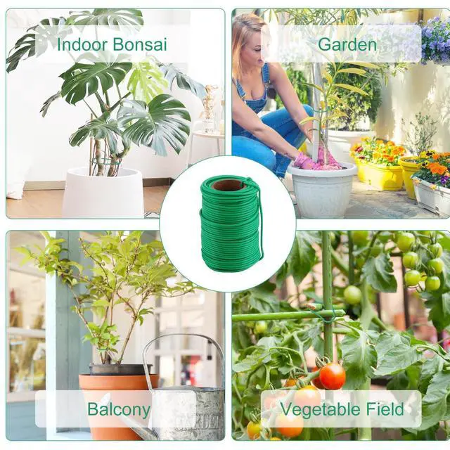 Alt view image 6 of 7 - 130 Feet Soft Plant Tie Green Twist Garden Ties for Plants Gardening Home Office Organization TPR Garden Ties Supplies with 2.5mm Diameter