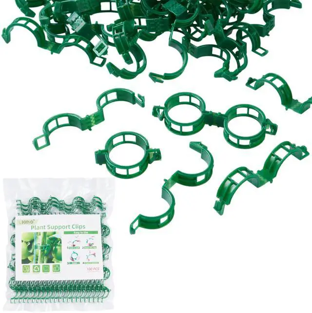 Main image of 100 Pcs Plant Support Clips,Plastic Clips for Securing Plants | Plant Fixing Clips,Tomato Vine Clips,Garden Clips for Climbing Plants,Grape and Vine Vegetables,Reusable(100, Green)