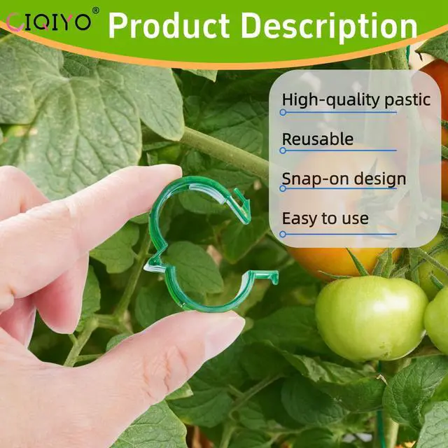 Alt view image 4 of 7 - 100 Pcs Plant Support Clips,Plastic Clips for Securing Plants | Plant Fixing Clips,Tomato Vine Clips,Garden Clips for Climbing Plants,Grape and Vine Vegetables,Reusable(100, Green)