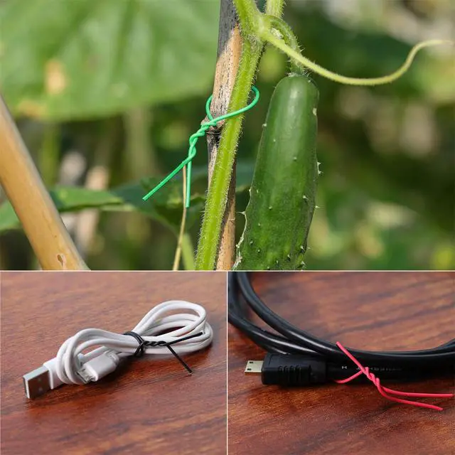 Alt view image 6 of 7 - 200 Pcs 6 inch Garden Twist Tie, Round Plastic Twist Ties for Plants, Vines and Wrapping Cords or Christmas Tree Gardening Plants Growth and Care, Office Home Cable Organization (Green)