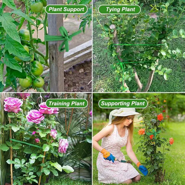 Alt view image 3 of 7 - 2 Packs Garden Twine, Soft Green Plant Ties for Tomato (196ft) | Tomato Ties for Climbing Plants, Gentle on Delicate Stems, Soft and Stretchy, Easy to Tie and Untie