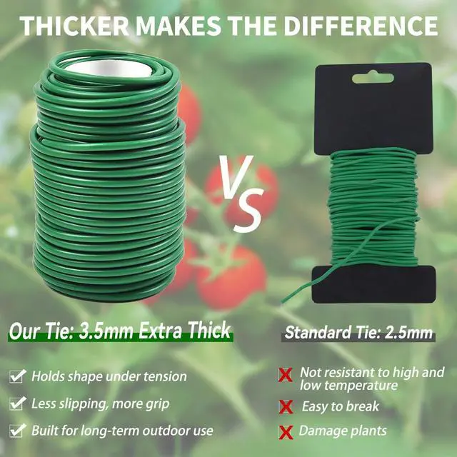 Alt view image 2 of 7 - Soft Plant Ties for Support - 65.6' Reusable Waterproof Plant Wire, 3.5mm Garden Twist, for Indoor & Outdoor Plants and Home Organizing1pc/Green