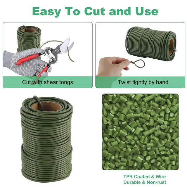 Alt view image 6 of 7 - 101 Feet Soft Plant Ties Dark Green Plant Twist Ties, Plant Ties for Support. Gardening Supplies for Plants Office Home Organization 3mm Diameter