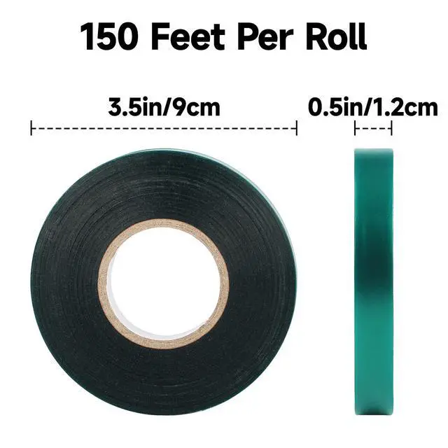 Alt view image 2 of 7 - Stretch Tie Tape Roll 2 Rolls Total 300 Feet 1/2" Green | Garden Tape Plant Tapes Plant Garden Tie for Climbing Plants Branches Flowers