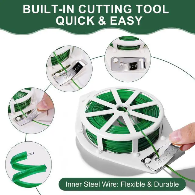 Alt view image 3 of 7 - Twist Ties, 262 Feet Sturdy Garden Plant Ties with Built-in Cutter | Rustproof & Flexible Gardening Twist TiesCut to Any Length Tie for Tomatoes, Vines, Flowers, Indoor/Outdoor, Home & Office