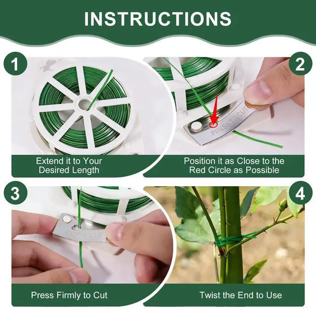 Alt view image 4 of 7 - Twist Ties, 262 Feet Sturdy Garden Plant Ties with Built-in Cutter | Rustproof & Flexible Gardening Twist TiesCut to Any Length Tie for Tomatoes, Vines, Flowers, Indoor/Outdoor, Home & Office