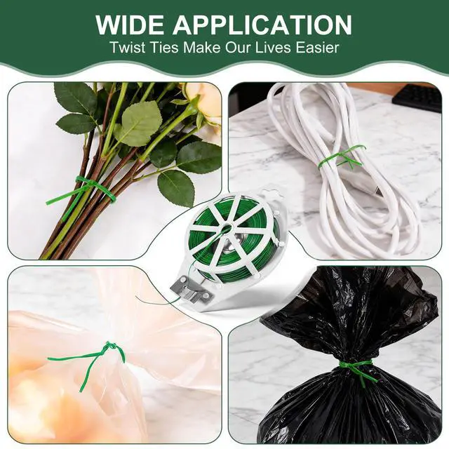 Alt view image 7 of 7 - Twist Ties, 262 Feet Sturdy Garden Plant Ties with Built-in Cutter | Rustproof & Flexible Gardening Twist TiesCut to Any Length Tie for Tomatoes, Vines, Flowers, Indoor/Outdoor, Home & Office