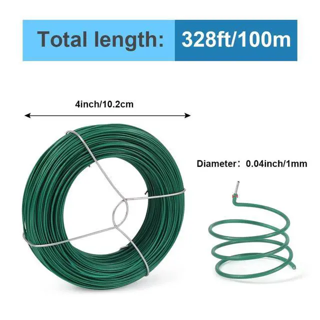 Alt view image 2 of 7 - 328Ft Garden Wire, Green Plant Twist Ties for Climbing Plants | Plastic Coated Wire, Easy to Bend and Wrap, Reusable for Plant Training, Outdoor Gardening Support, and Crafts