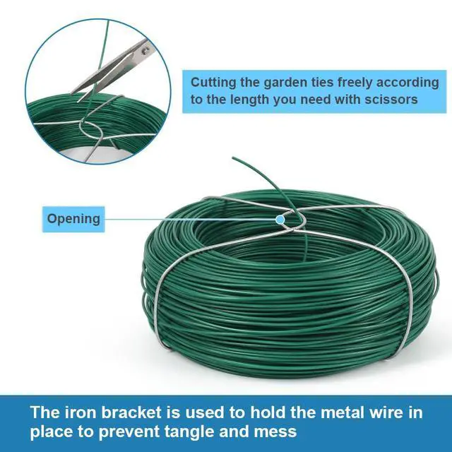 Alt view image 3 of 7 - 328Ft Garden Wire, Green Plant Twist Ties for Climbing Plants | Plastic Coated Wire, Easy to Bend and Wrap, Reusable for Plant Training, Outdoor Gardening Support, and Crafts