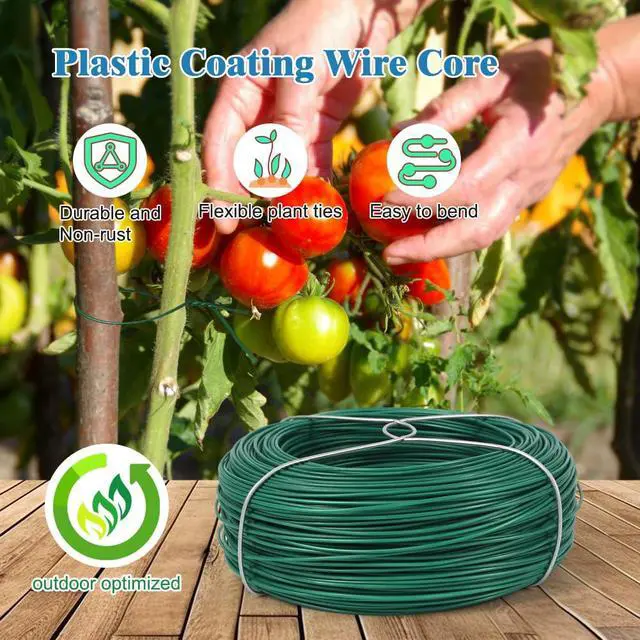 Alt view image 4 of 7 - 328Ft Garden Wire, Green Plant Twist Ties for Climbing Plants | Plastic Coated Wire, Easy to Bend and Wrap, Reusable for Plant Training, Outdoor Gardening Support, and Crafts