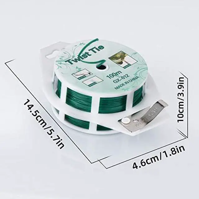 Alt view image 2 of 7 - 328ft (100m) Twist Ties, Green Garden Plant Ties with Cutter for Gardening and Office Organization, Home