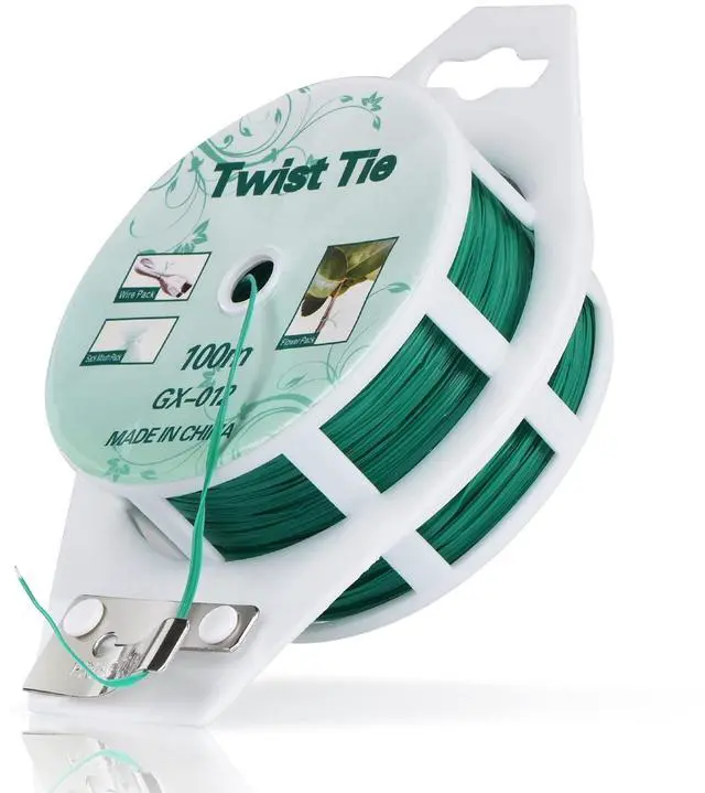 Main image of 328ft (100m) Twist Ties, Green Garden Plant Ties with Cutter for Gardening and Office Organization, Home