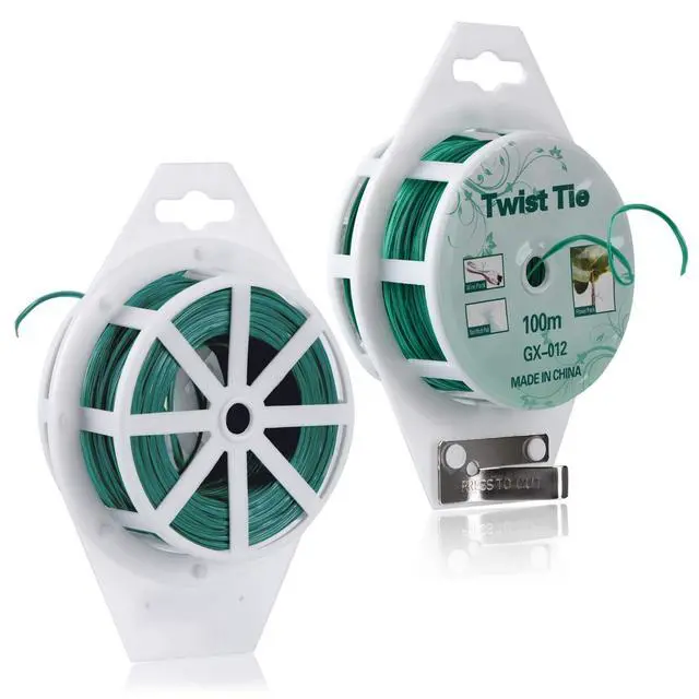 Alt view image 4 of 7 - 328ft (100m) Twist Ties, Green Garden Plant Ties with Cutter for Gardening and Office Organization, Home