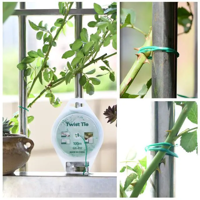 Alt view image 5 of 7 - 328ft (100m) Twist Ties, Green Garden Plant Ties with Cutter for Gardening and Office Organization, Home