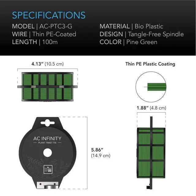 Alt view image 3 of 4 - Twist Ties with Built-in Cutter, 100 m (328 ft.) | All-Purpose Reusable Green Wire Plant Ties, for Gardening, Plant Support, and Home Office Organization