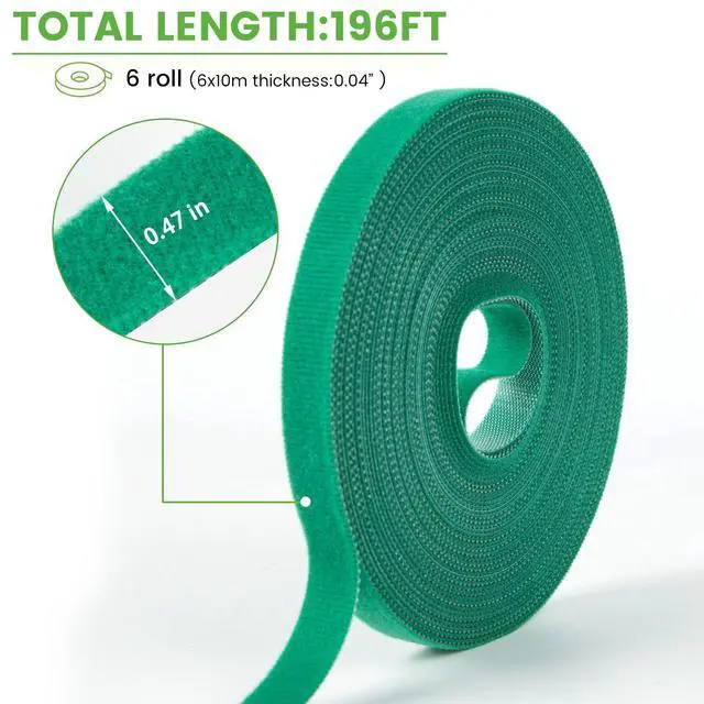Alt view image 3 of 7 - Plant Tape, 6 Roll 196 Ft Green Garden Tape, Adjustable Twist Ties for Plants Support 1/2", Reusable Garden Ties for Climbing Plants, Gardening Tape for Outdoor Indoor Plants
