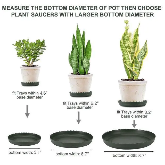 Alt view image 2 of 7 - 12Pcs Plant Saucer, 6 8 10 Inch Durable Plastic Plant Tray, Black Round Plant Pot Saucers, Drip Tray for Indoor and Outdoor Garden