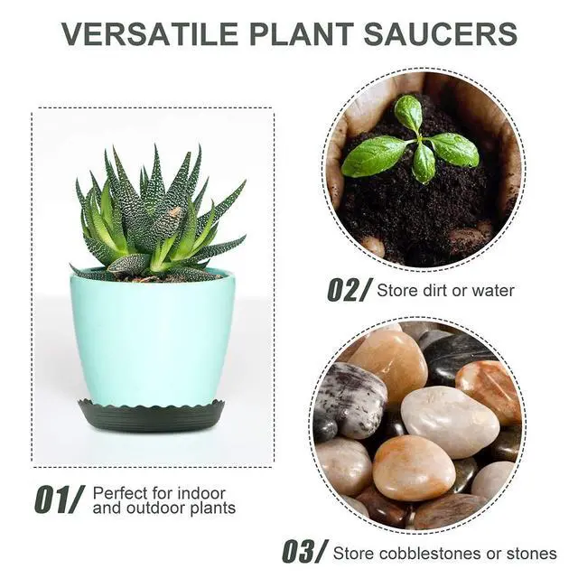 Alt view image 3 of 7 - 12Pcs Plant Saucer, 6 8 10 Inch Durable Plastic Plant Tray, Black Round Plant Pot Saucers, Drip Tray for Indoor and Outdoor Garden
