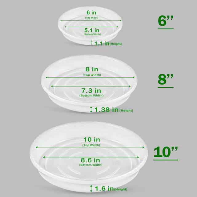 Alt view image 2 of 7 - 9 Pack Plant Saucers (6inch /8inch /10inch), Heavy Sturdy Plant Trays Pot Tray for Indoor Clear Plastic Flower Pot Saucers Thicker Plant Water Drip Trays for pots- Clear
