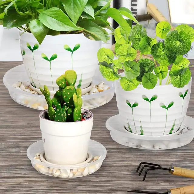 Alt view image 5 of 7 - 9 Pack Plant Saucers (6inch /8inch /10inch), Heavy Sturdy Plant Trays Pot Tray for Indoor Clear Plastic Flower Pot Saucers Thicker Plant Water Drip Trays for pots- Clear