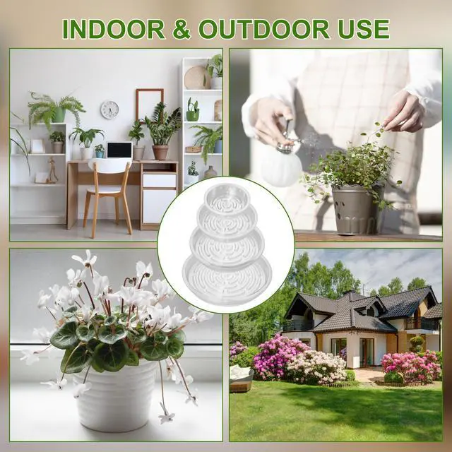 Alt view image 7 of 7 - 24 Pack Clear Plant Saucers - 6, 8, 10, 12 Inch Plastic Plant Trays for Pots, Flower Pot Saucers, Indoor & Outdoor Planter Drip Tray for Water Drainage & Protection