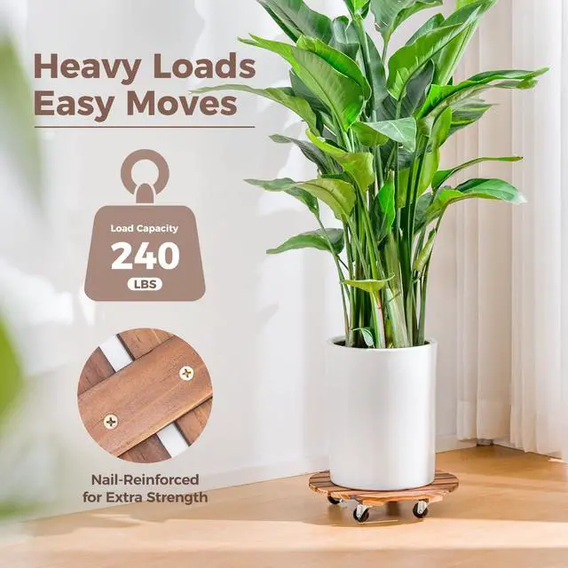 Alt view image 2 of 7 - Plant Caddy 12 Inch Rolling Tray with Wheels 2 Pack | Heavy-duty planter dollies make large pots easy to move indoors or outdoors.