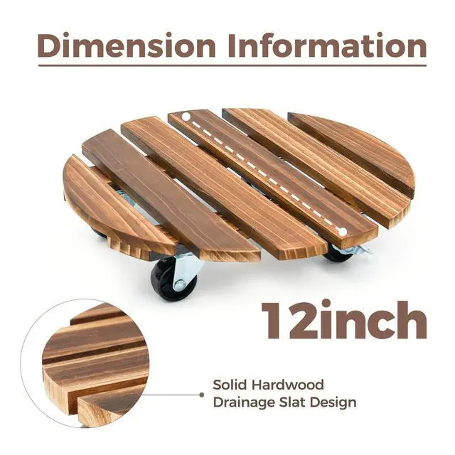Alt view image 3 of 7 - Plant Caddy 12 Inch Rolling Tray with Wheels 2 Pack | Heavy-duty planter dollies make large pots easy to move indoors or outdoors.