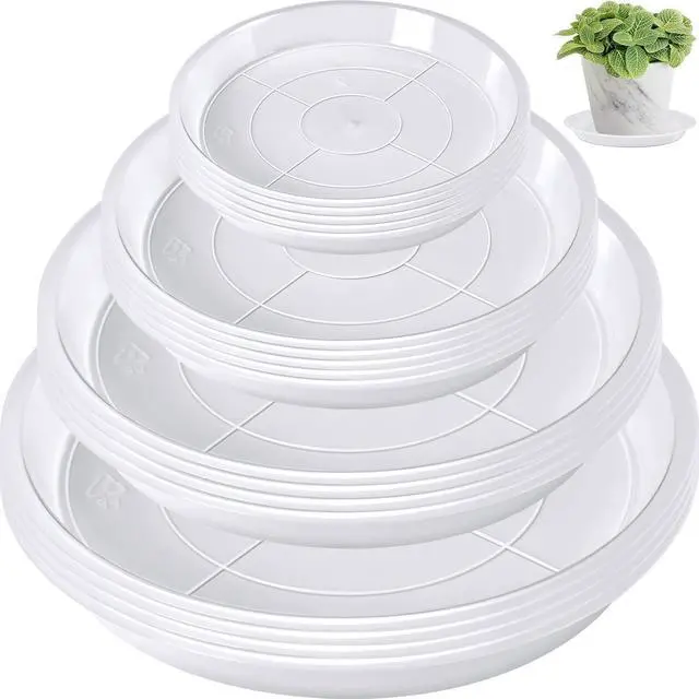 Main image of 18 Pack Plant Saucer, Clear Drip Trays for Potted Plants, 4 Sizes | Plastic Plant Pot Trays, 4 to 10 Inch, Catch Excess Soil Water Runoff, Ideal for Gardens Balconies and Indoors