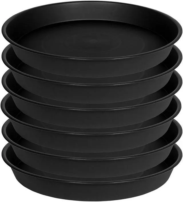 Main image of 6 Pack 6 inch Plant Saucer Tray, 4 6 8 10 12 15 17 19 inch Plant Saucers, Heavy Duty Plastic Plant Saucers for Indoors, Bird Bath Bowls, Flower Plant Water Trays for pots Planter (6", Black)