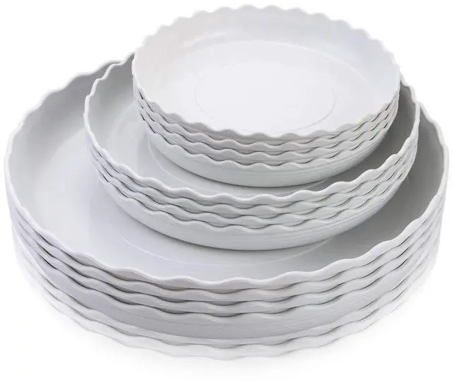 Main image of 12 Pack Plastic White Round Wave Plant Saucer,Durable Heavy Duty Flower Plant Pot Drip Tray Container for Home Garden Indoor and Out Door Plant (6 Inch/8 Inch/10 Inch)