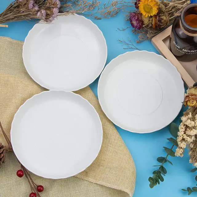 Alt view image 4 of 6 - 12 Pack Plastic White Round Wave Plant Saucer,Durable Heavy Duty Flower Plant Pot Drip Tray Container for Home Garden Indoor and Out Door Plant (6 Inch/8 Inch/10 Inch)
