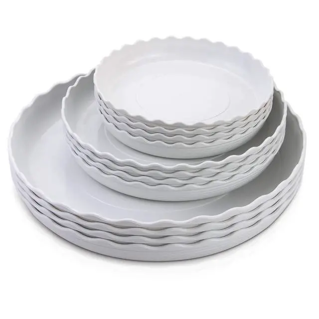 Alt view image 5 of 6 - 12 Pack Plastic White Round Wave Plant Saucer,Durable Heavy Duty Flower Plant Pot Drip Tray Container for Home Garden Indoor and Out Door Plant (6 Inch/8 Inch/10 Inch)
