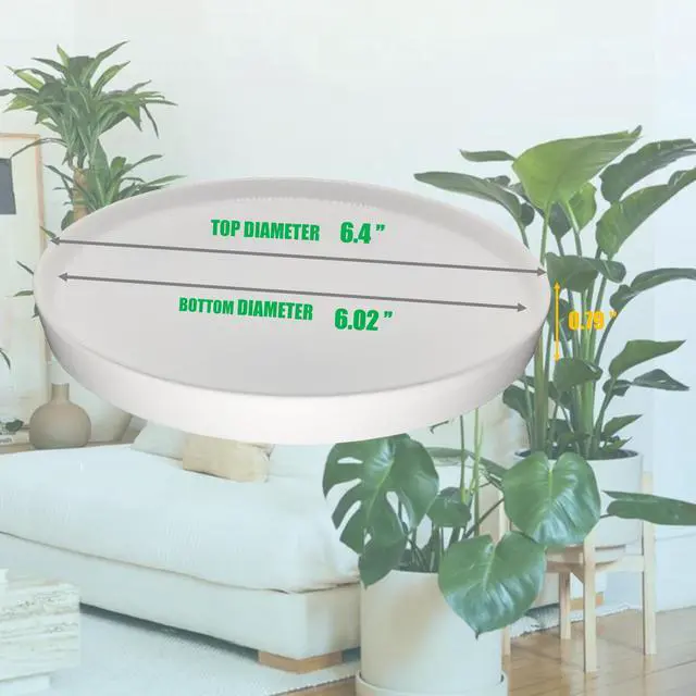 Alt view image 2 of 7 - Ceramic Plant Saucer Tray 2 Pcs 6.4 Inch White, 6.4" OD x6.02 ID x0.9 Deep| Fits Flower pots Bottom 6", Heavy Duty Glazed Round Planter Drip with Catch Basin for Indoor Outdoor Plants