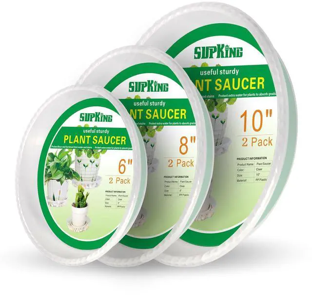 Main image of 6 Pack Plant Saucers (6inch /8inch /10inch),Heavy Sturdy Plant Trays Pot Tray for Indoor Clear Plastic Flower Pot Saucers Thicker Plant Water Drip Trays for pots(6" 8" 10")