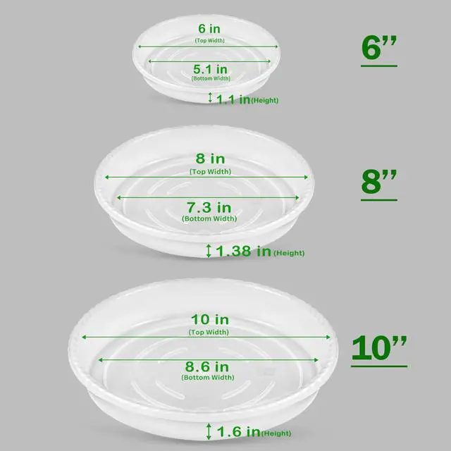 Alt view image 2 of 6 - 6 Pack Plant Saucers (6inch /8inch /10inch),Heavy Sturdy Plant Trays Pot Tray for Indoor Clear Plastic Flower Pot Saucers Thicker Plant Water Drip Trays for pots(6" 8" 10")