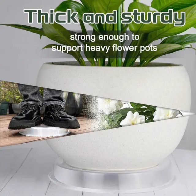 Alt view image 6 of 6 - 6 Pack Plant Saucers (6inch /8inch /10inch),Heavy Sturdy Plant Trays Pot Tray for Indoor Clear Plastic Flower Pot Saucers Thicker Plant Water Drip Trays for pots(6" 8" 10")