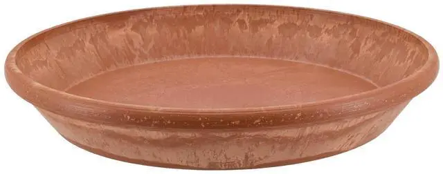 Main image of PSW Pot Collection AP25TCM 10-inch Plastic/Stone/Wood Composite Plant Saucer Drip Tray No Drainage Hole (Drillable), Indoor/Outer Water Tray, Terra Cotta Marble Color