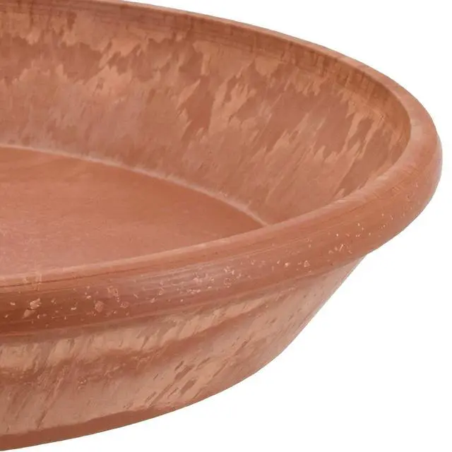Alt view image 2 of 3 - PSW Pot Collection AP25TCM 10-inch Plastic/Stone/Wood Composite Plant Saucer Drip Tray No Drainage Hole (Drillable), Indoor/Outer Water Tray, Terra Cotta Marble Color