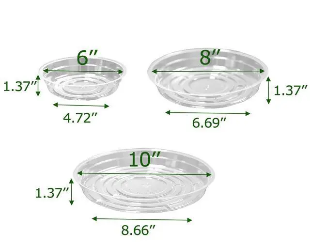 Alt view image 2 of 7 - 15 Pack(6 inch/8inch/10inch) Clear Plant Saucers Flower Pot Tray Excellent for Indoor & Outdoor Plants